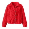 thumbnail image 6 of uublik Fleece Jacket Women Red Open Front Long Cardigan Coat Warm Winter Outwear Jackets, 6 of 6