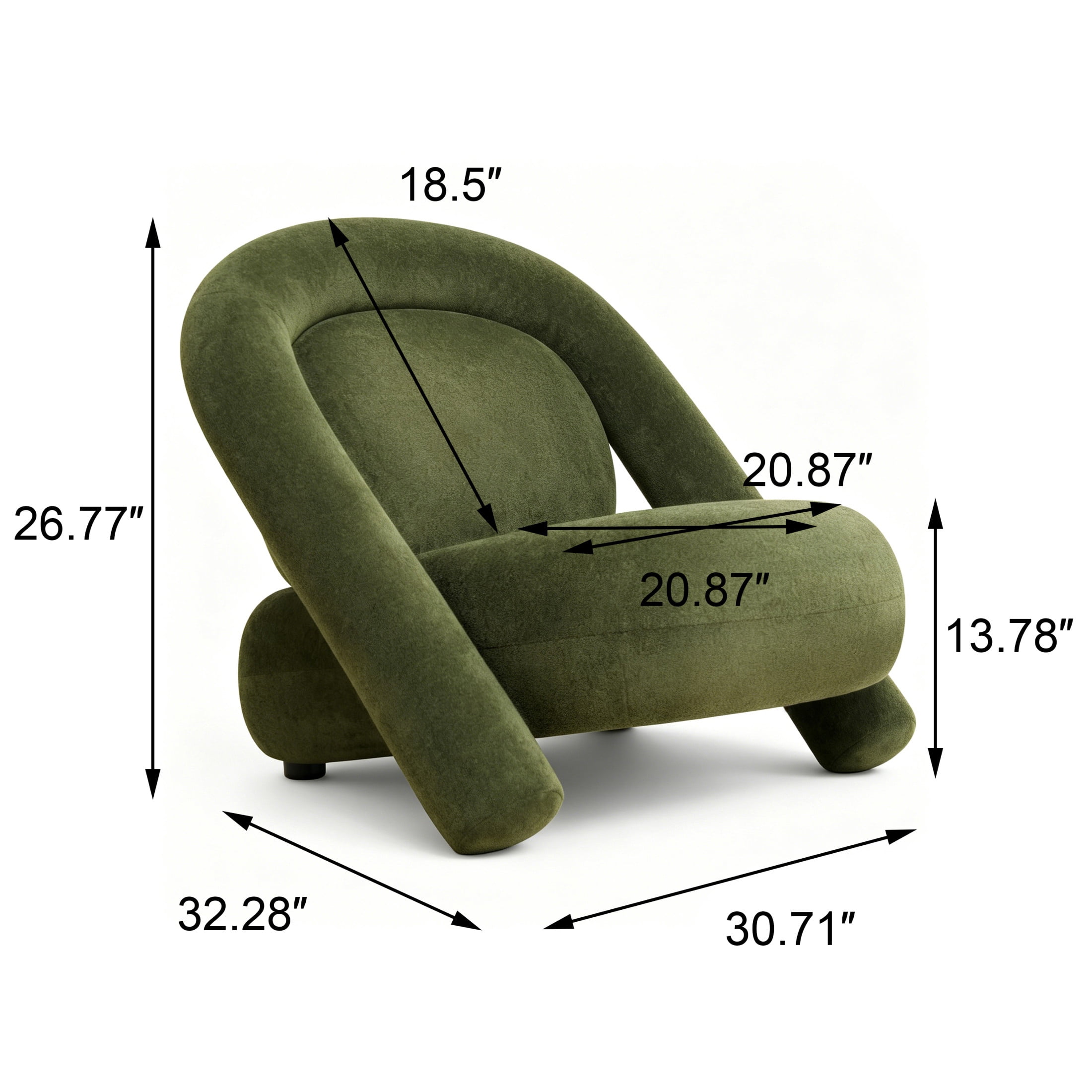 Noble House Marcus 32" Velvet Upholstered Accent Club Chair, Armless Space Saving Geometric Lounge Sofa, Dark Green