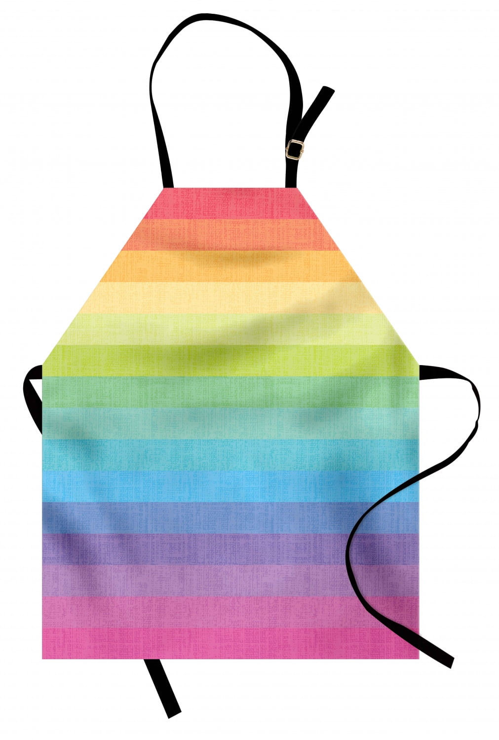 Lunarable Rainbow Apron Rainbow Colored Half Circles Getting Bigger and Bigger Perspective Computer Graphic Multicolor Unisex Kitchen Bib Apron with Adjustable Neck for Cooking Baking Gardening