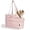 Pink, variant on Lightweight Dog Purse Carrier for Small Dogs Under 15 lbs, Puffy Quilted Pet Carrier Tote for Puppies with Safety Leash Clip, Women's Hands-Free Dog Carrier Bag for Travel/Shopping (Beige)