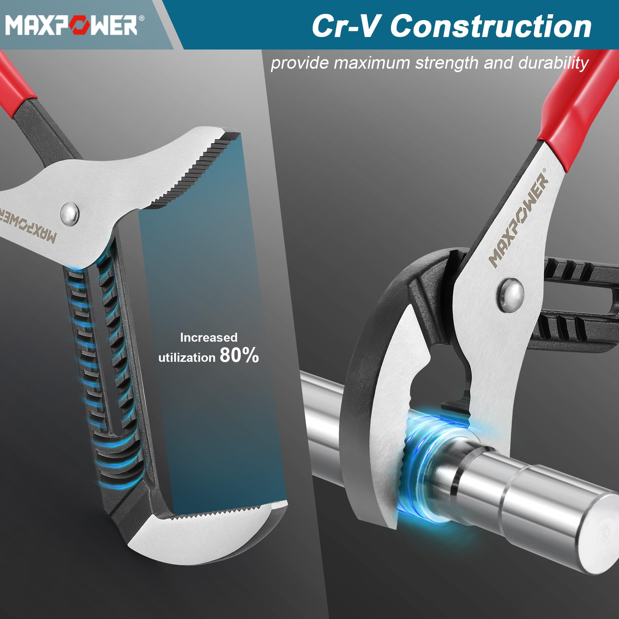 MAXPOWER 20 inch Groove Joint Pliers, 5.5 inch Max Opening