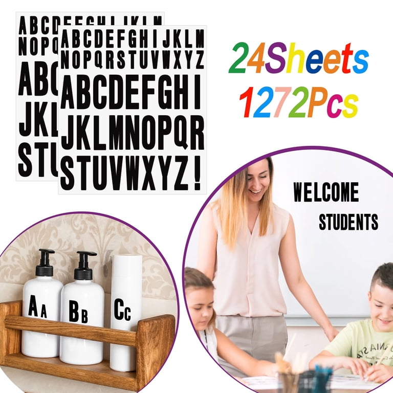 24 Sheets 1 Inch Vinyl Letter Stickers - Waterproof Alphabet & Number Decals For Crafting & Decor