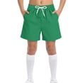 thumbnail image 3 of Scyoekwg Boys Shorts Baggy Pants Summer Fashion Solid Color Comfy Elastic Waistband Drawstring Swimming Trunks Beach Shorts Casual Green 4-5 Years, 3 of 6