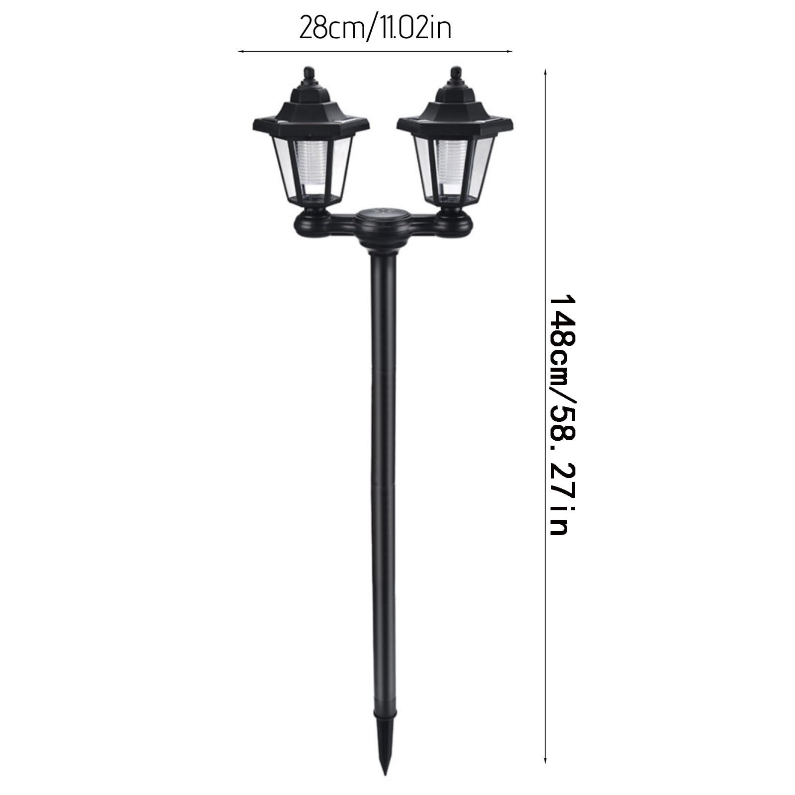 Black Solar Lamp Post Lights - 2-Head Waterproof Outdoor Street Lights, Pole Light Decorative Lamp for Backyard, Garden, Driveway, Lawn