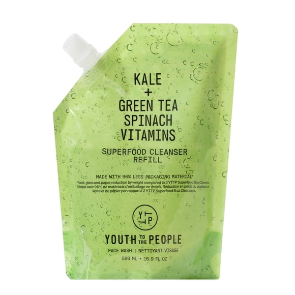Limpiador facial Youth To The People, col rizada y té verde, 500 ml