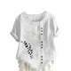 thumbnail image 2 of Puntoco Liquidación de blusas cortas para mujer Blusa informal y de lino con botones y manga corta estampada para mujer, 2 of 4