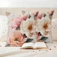 thumbnail image 3 of Spring Flowers Pillow Covers 2 Pack Vintage Watercolor Pink White Rose Floral Newspaper Texture Pillowcase Waterproof Outdoor Throw Pillow Cover for Patio Garden Square Cushion 18”x18”, 3 of 9