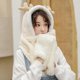 thumbnail image 3 of Women Winter Warm 3 In 1 Hoodie Hat with Long Scarf Gloves Combo Cartoon Reindeer Antler Fluffy Plush Earflap Cap Mitten Gray, 3 of 4