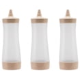 thumbnail image 1 of 3X Botella exprimible para bote de plástico para salsa, vinagre, aceite, ketchup, vinagrera, dispensador de condimentos, beige y transparente, 1 of 3