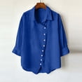thumbnail image 4 of BXINGOHAI Button Down Shirts for Women Dress Shirts Cotton Long Sleeve Collared Blouse Work Business Casual Tops Blue L, 4 of 6