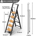 thumbnail image 3 of Spaco 5 Steps Black Wood Aluminum Handrails, Grain Color Aluminum Ladder, Foldable Step Stool with Aluminum Wide Pedals, Aluminum Ladder, Orange, 3 of 7