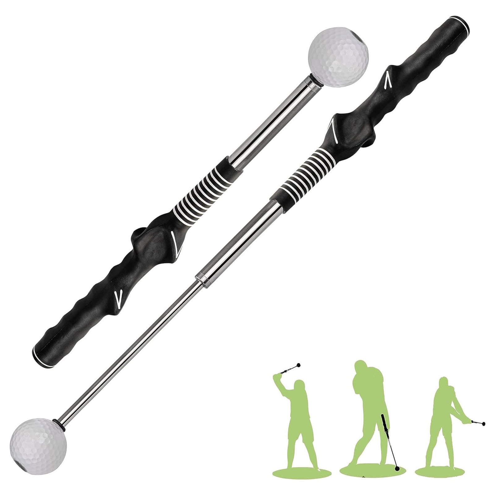 YIFAEUX Golf Grip Swing Training Aid with Click Feedback Retractable Club Golf Tempo Trainer for Warm-Up Indoor Practice Telescopic Short Club for Right Left Handed Golfers