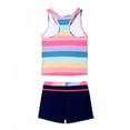 thumbnail image 3 of PROALLO Girls Bathing Suits Two-Piece Swimsuit with Boyshorts Vest-Style Tankini(10-11T Rainbow), 3 of 4