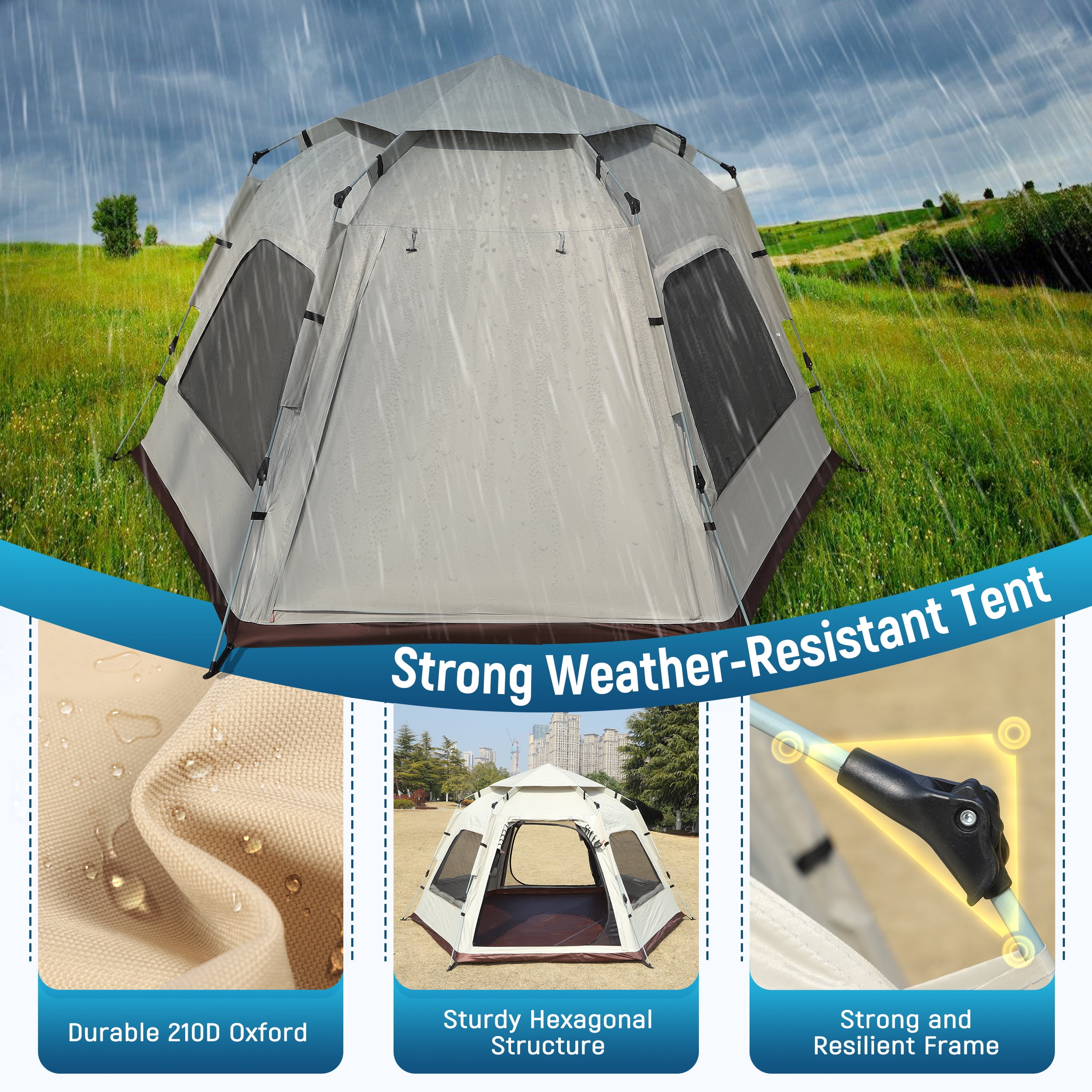 YTAKY 3-5 Person Tent for Camping, Instant Pop Up Camping