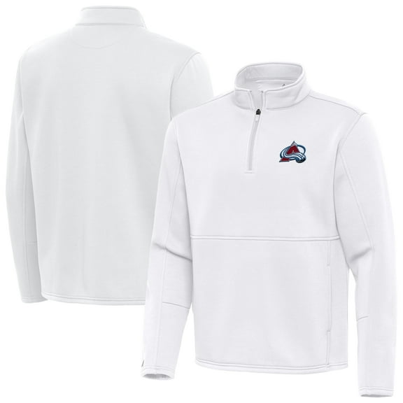 Men's Antigua White Colorado Avalanche Twist Quarter-Zip Pullover Jacket