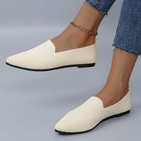2024 Summer New Fashion Women s Walking Flat Shoes Mesh Off-White Loafers Comfortable Breathable Casual Sports Shoes NO:089