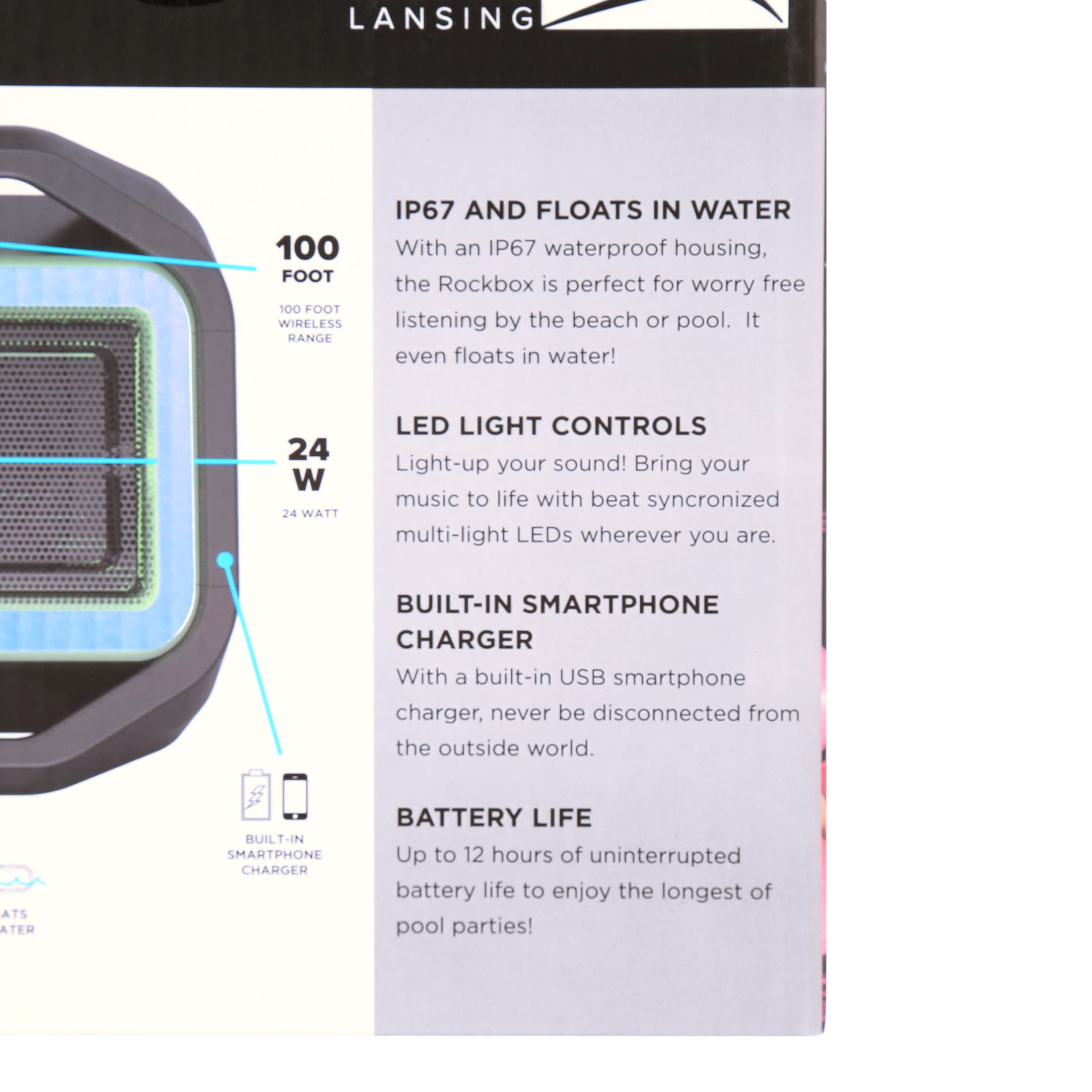 Altec Lansing Rockbox Waterproof Bluetooth Wireless Speaker