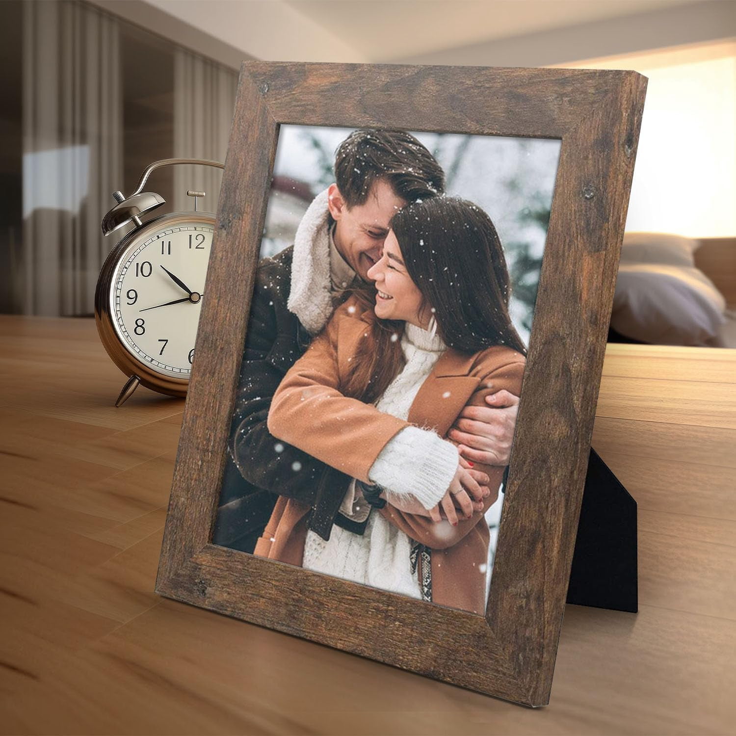 Golden State Art 8 x 10 Country Wood Grain Style Tabletop and Wall Display Picture Frames, Brown, 2 Count
