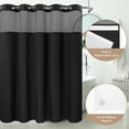 thumbnail image 3 of Barossa Design Waffle Weave Shower Curtain with Snap in Liner, Mesh Window, 71"W x 74"L, Black, 3 of 6