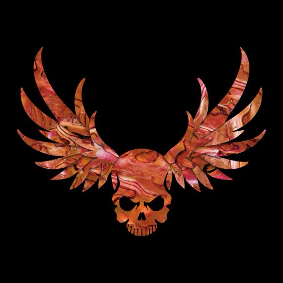Inlay Sticker for Guitars & Bass - Winged Skull - Abalone Red,B-137WS-RD