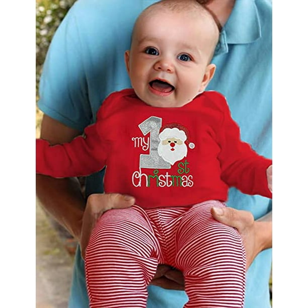 Ropa navidena para bebes recien nacidos peleles My 1st Christmas mono pantalones de Papa Noel con gorro de Navidad 6 9 meses Walmart en linea