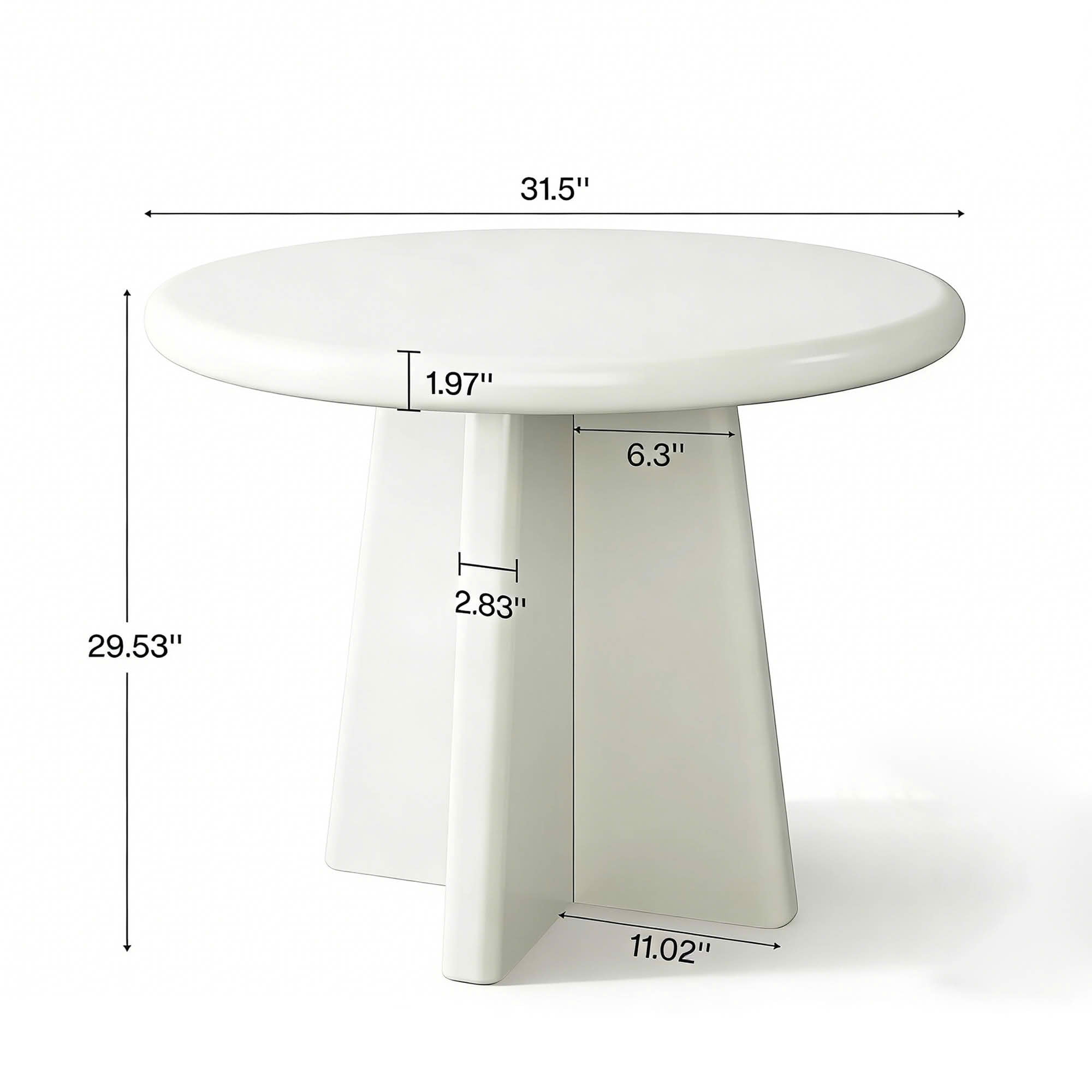 MAYEERTY 31.5 Inch Round Dining Table, White Minimalist Kitchen Dinner Table with Intersecting Cross Base for 2 to 4 People
