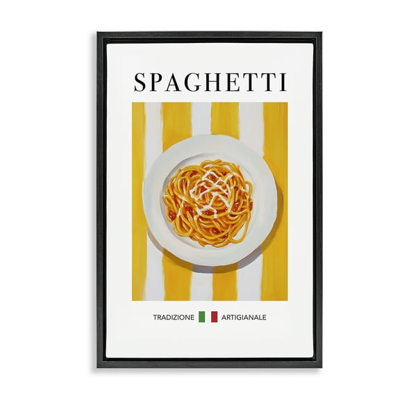 Stupell Industries Traditional Spaghetti Pasta Food & Beverage Painting Black Floater Framed Canvas Art Print Wall Art, 17 x 25