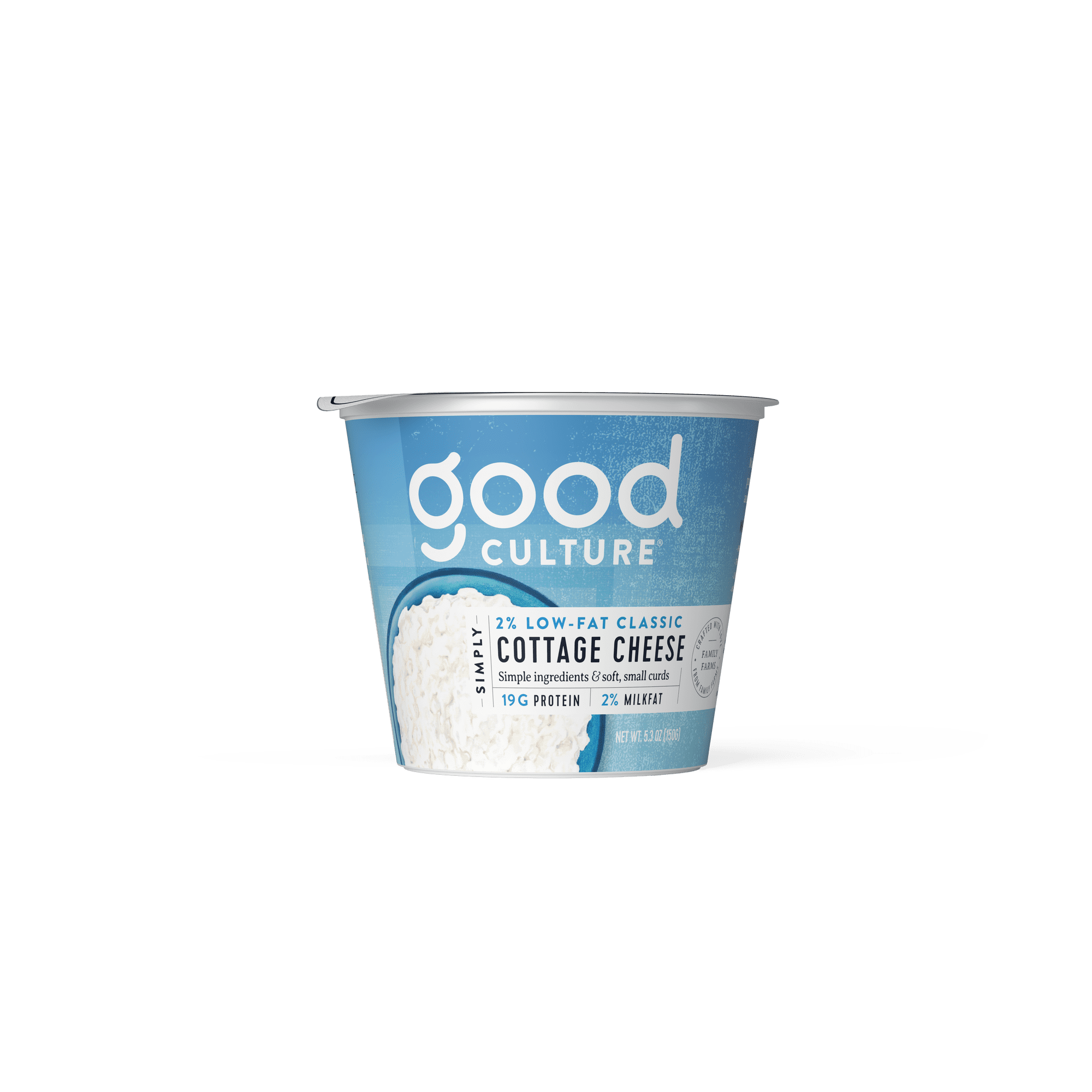 Good Culture Classic Simply Cottage Cheese, 2% Milk Fat, 19 g Protein, 5.3 oz