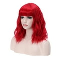 thumbnail image 6 of RightOn 14" Bright Red Wig Short Curly Wig with Bangs Red  Wig Synthetic Wig Women Girls Red Wig with Wig Cap, 6 of 6
