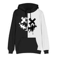 thumbnail image 5 of Timoontee Men's Sweatshirts Loose Long Sleeve Smile Face Print Pullover Tops Fall Winter Casual Hoodies Color Block Kangaroo Pocket Hooded Sweatshirts Black M, 5 of 5