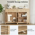 thumbnail image 6 of LGHM Rattan Sideboard Buffet Cabinet with Drawers, Coffee Bar Cabinet with Adjustable Shelf for Kitchen Dining Room Entryway Living Room, Natural Oak, 6 of 10