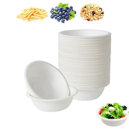 Disposable Bowls,Snacks Container,50pcs Heavy-duty Bowls,Round Paper Container,Dinner Supply for Outdoor Barbecue,Birthday Cake,12oz