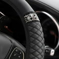 thumbnail image 3 of Bling Car Steering Wheel Cover, 15 Inch Rhinestones Soft Leather Elastic Steering Wheel Protector, Sparkly Crystal Diamond for Women Girls, Car Interior Accessories for Most Cars (Black), 3 of 13