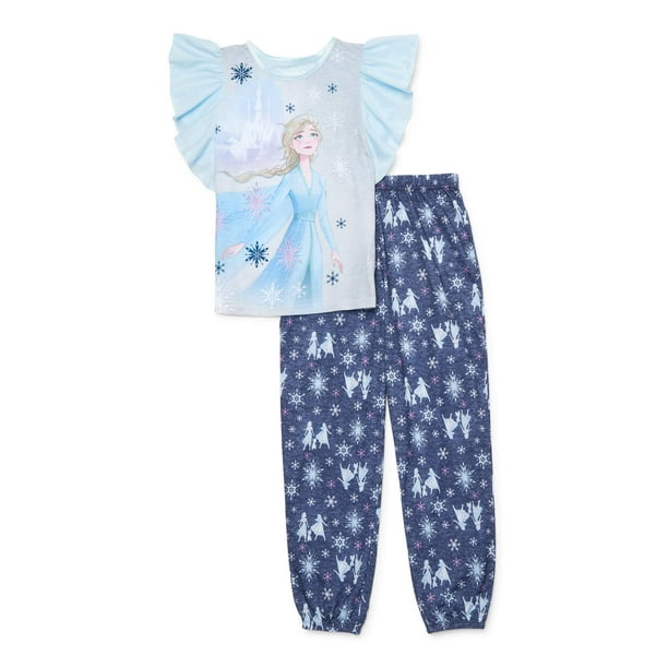 Disney Frozen Disney Frozen Girls 4 8 Short Sleeve And Jogger Bottom 2 Piece Pajama Set 