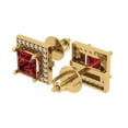 thumbnail image 2 of 2.24 ct Screw-Back Stud Earrings for Women | 5.5mm Princess Cut Natural Garnet | 18K Yellow Gold, 2 of 4