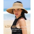 thumbnail image 4 of Sun Hats for Women Wide Brim Straw Visor Hat Packable Foldable Beach Hat Ponytail Open Top UV Protection Summer Travel Beach Hats for Women Essentials, 4 of 15