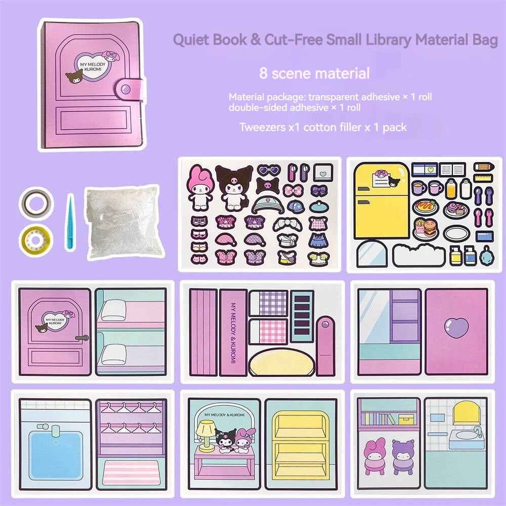 Sanrio DIY Quiet Book Kuromi Cinnamoroll Melody Handmade Semi