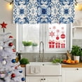 thumbnail image 5 of Symmetric Blue Flower Curtain Valances for Windows, Kitchen Valance Window Treatments Panel 2 Pack, Vintage Ethnic Floral Leaves Rod Pocket Short Curtains for Bathroom Bedroom 54 x 18 Inch, 5 of 8