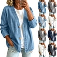 thumbnail image 2 of Qingpeng Womens Denim Jacket Denim Cardigan Lightweight Button Down V Neck Trendy Long Sleeve Retro Open Front Tops for Women, 2 of 8