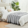 thumbnail image 5 of Amelie Home Reversible Soft Knit Throw – Plush Feather Yarn Blanket for Couch, Heather Black 50"x60", 5 of 7