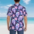 thumbnail image 4 of Rateoe crystal Skull flower Pattern Men’s Hawaiian Shirt – Short Sleeve Button-Down Tropical Beach Shirt, Lightweight & Breathable Casual Aloha Shirt with Pocket,, 4 of 7