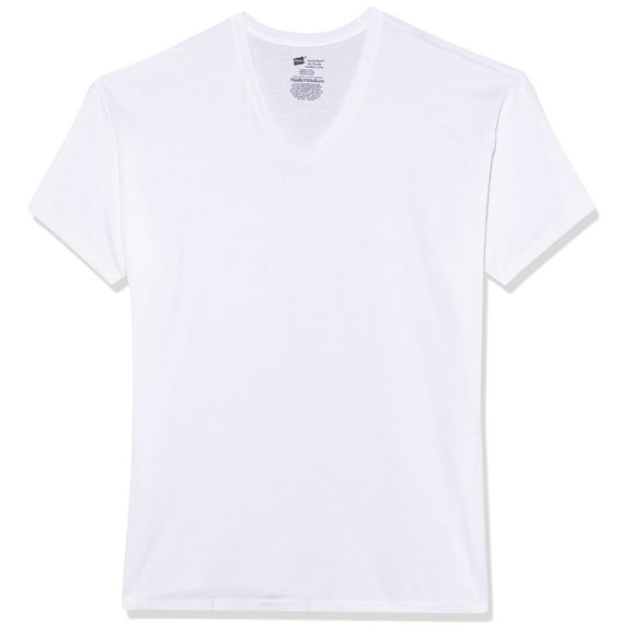 Hanes Men's White V-Neck T-Shirts (Small (34-36), White (6 Pack))