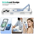 thumbnail image 2 of ELEHOLD Transparent Phone Case For iPhone 16, Slim Wrist Strap Invisible Kickstand Mag-Safe Magnetic Charging Drop Protection Shockproof Clear Phoen Case ,Blue, 2 of 7