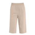 thumbnail image 5 of QATAINLAV Womens Summer Drawstring High Waisted Capri Pants Solid Color Casual Cropped Trousers with Pockets, Khaki, XXL, 5 of 9