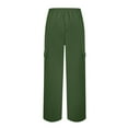 thumbnail image 4 of Fiaer,Women High Waisted Drawstring Wide Leg Cargo Pants,Womens 2025 Trendy Casual Baggy Joggers with Pockets,Women's Plus Size Cozy Lounge Slacks Dark Green S, 4 of 5