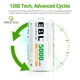 thumbnail image 2 of Batería recargable EBL C 5000 mAh de alta energía, paquete de 4, 2 of 6