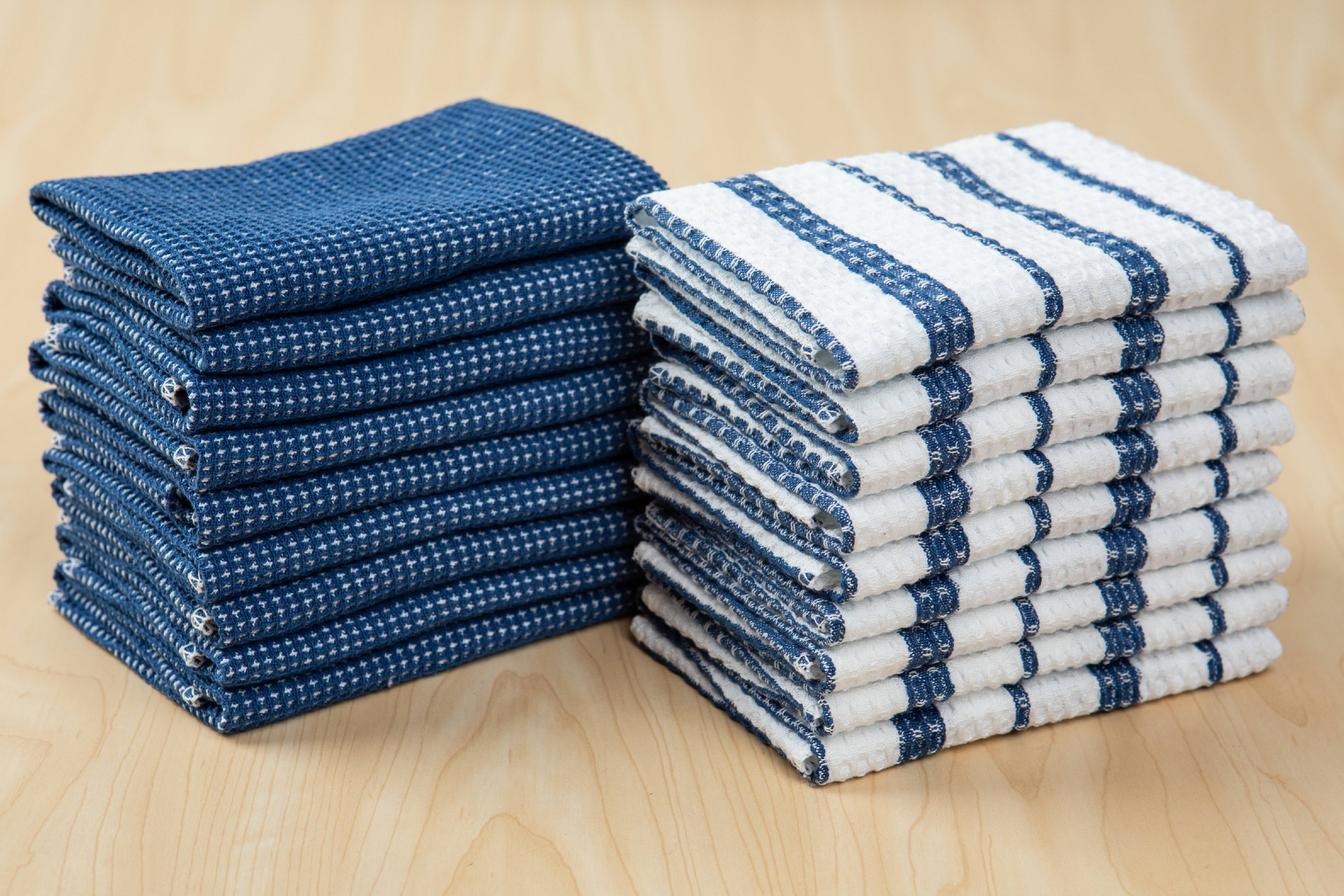 13 Blue Glass Towels - 18 x 29 Thin Cotton Kitchen Towels - Dish