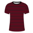 thumbnail image 4 of MIUOWANP Men's Short Sleeve Shirts Striped Print Stylish Plus Size Sports and Fitness Performance Tops Size L(8)Red, 4 of 5