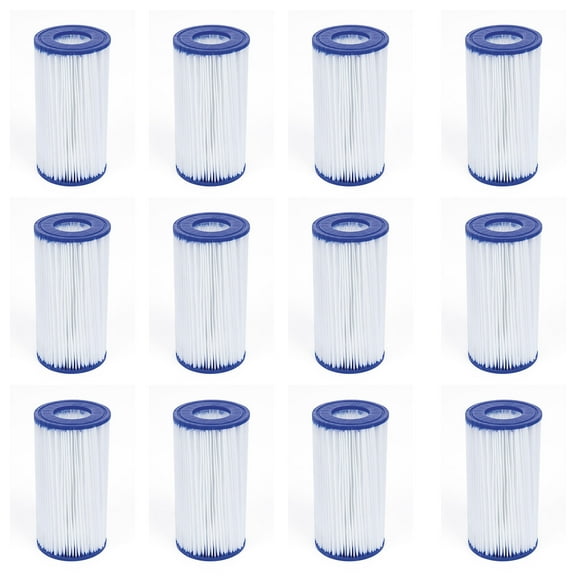 Bestway 58012 Filter Cartridge Replacement 4.2"x8" Type III/A (12 Pack)