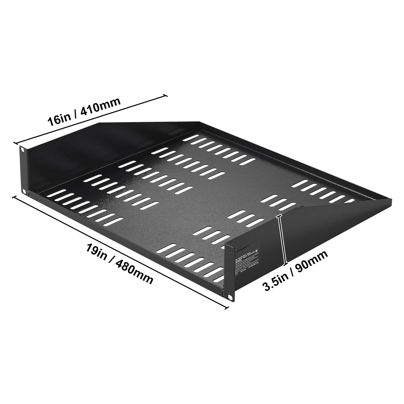 KFFKFF 2U Cantilever Server Shelf, 406mm Deep, Supports up to 22.68kg, Ventilated Design for Enhanced Cooling, Suitable for 19"/482.6mm Data Cabinets